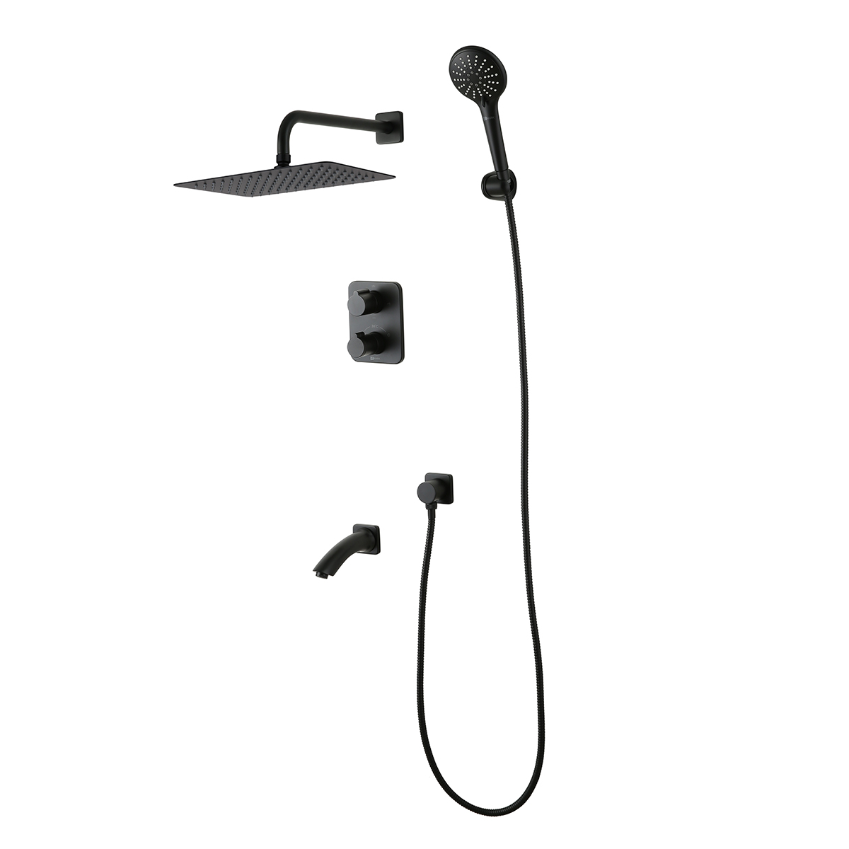 Смеситель с тропич.душем с термост.LM 3742BL Bronx встраив.черный