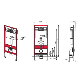 Инсталляция TECE + кнопка хром