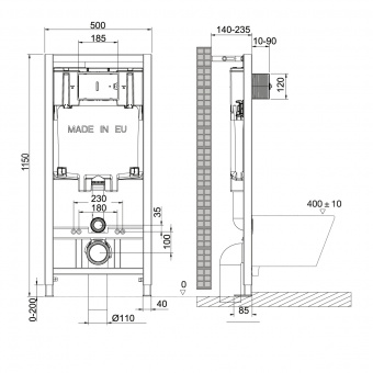 Комплект 3в1 инстал.Lemark Peneda+кнопка BIT бел.+ун.Glazer