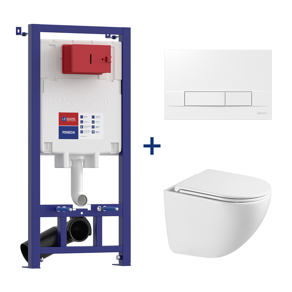 Комплект 3в1 инстал.Lemark Peneda+кнопка BIT бел.+ун.Glazer