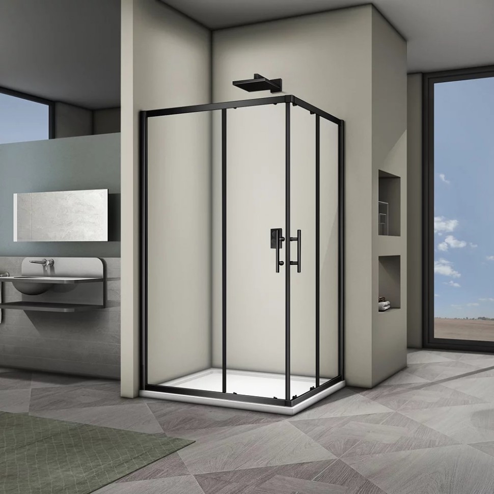 Душевой уголок Veconi 120*80 RV-30В(RV30B-12080-01-C3) 6мм черный