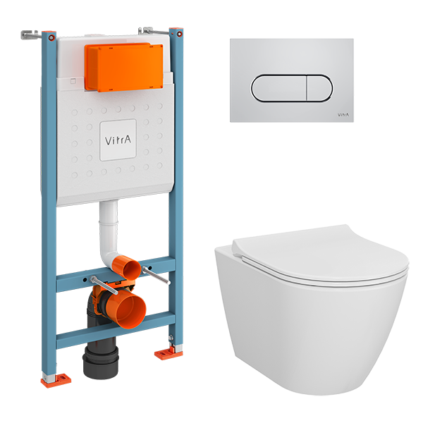 Комплект Vitra Sanibelle L-Box инст+унитаз+кнопка хром(9878В003-7200)