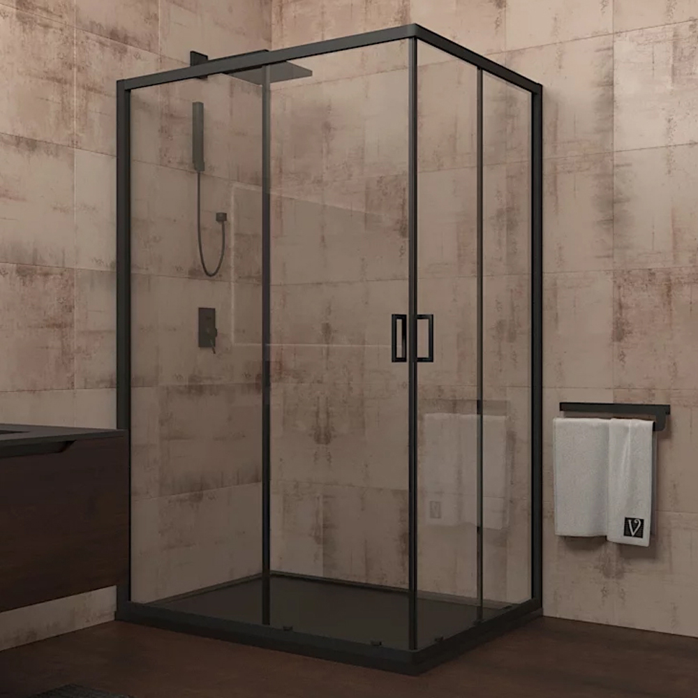 Душевой уголок Veconi 100*90 RV-14 (RV14-10090-01-C5)черный 6мм