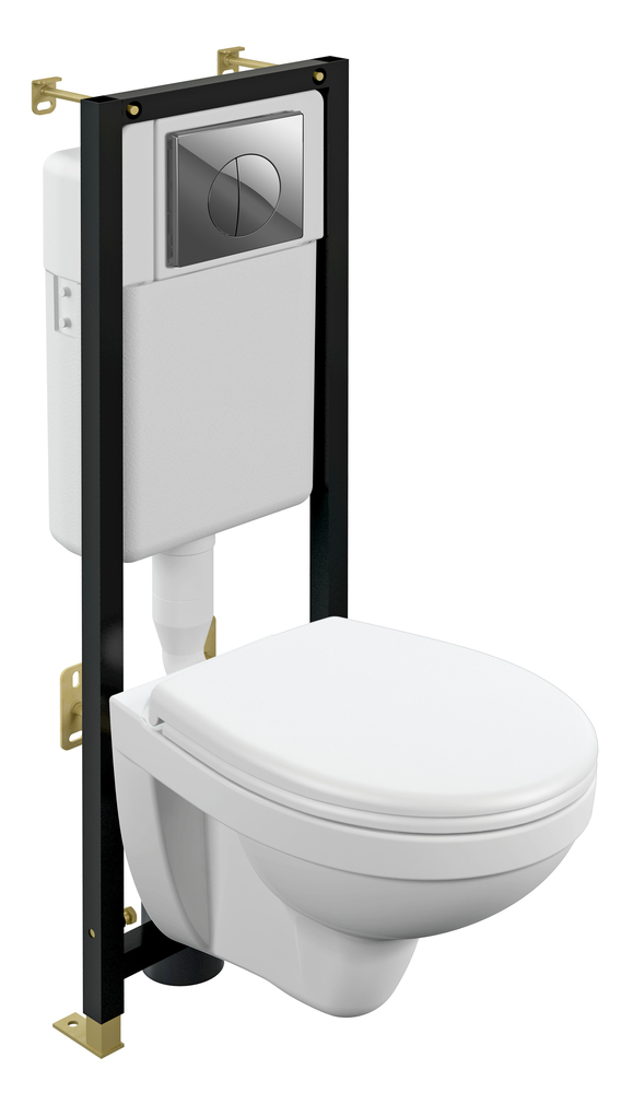 Комплект Delfi (Инст.Black+ун.Leon+кнопка хр.гл.)S-Set-Del/Black/Tp/Cg-w