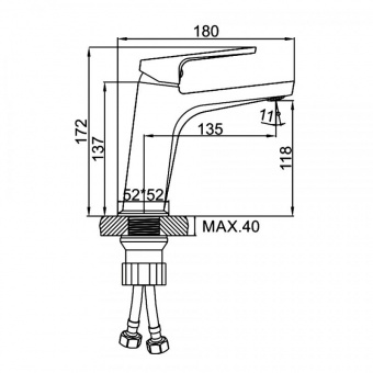 Смеситель д/умывальника L1092 D оруж.сталь