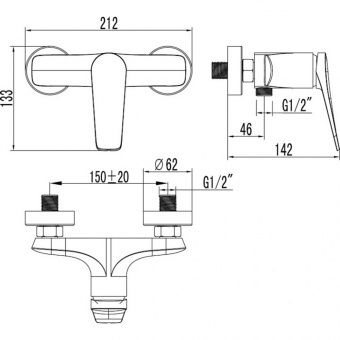 Cмеситель с гигиенич.душем LM 3718GM BRONX графит