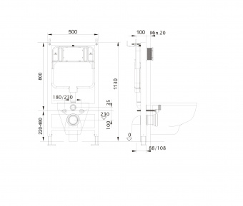 Инсталляция Aquatek Standart 37 INS-0000017 (1130*370*150)