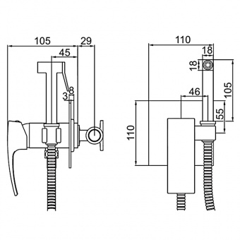 Смеситель с гигиенич.душем K 15214 встраив.хром