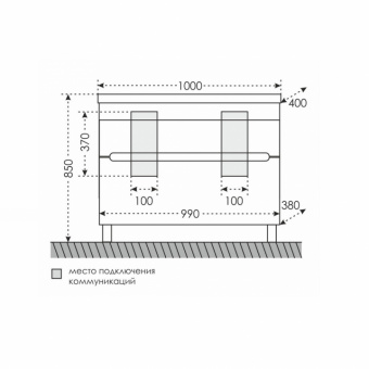 Тумба Лондон 100/2см напол.2ящ.