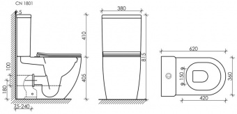 Напольная чаша унитаза Mia 380*620*815мм(арт.CN1801-B)*