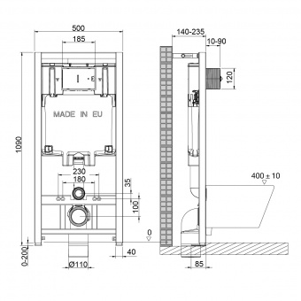 Комплект 2в1 инстал.Lemark Peneda Expert+кнопка BIT бел.