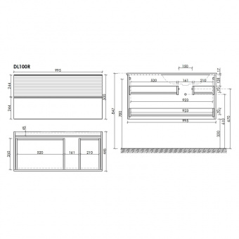 Тумба Delta Sancos 100см правая дуб св.DL100LW (левая)