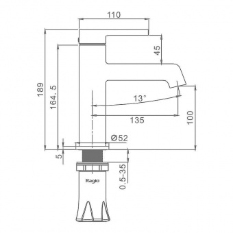 Смеситель д/умывальника R20.10.03 сатин золотой