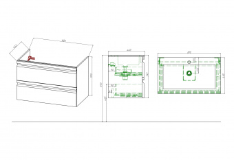 Тумба Вега 80 подв.сер.туман AQ77080-LG+рак.AQ0480-00