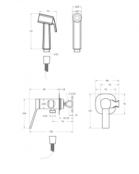 Смеситель с гигиенич.душем BelBagno Albano-HGN-CRM хром