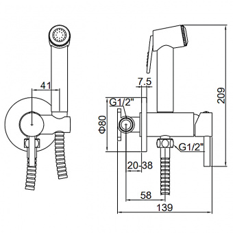 Смеситель д/гигиен.лейки встроенный L5398-2 