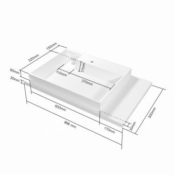 Раковина над стир.маш.Юпитер 80*50*90 прав.без кроншт.