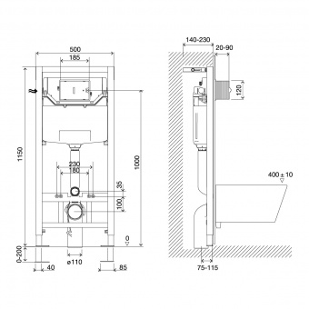 Комплект 3в1 инстал.Lemark Peneda Expert+кнопка BIT бел.+ун.Glazer(100124430)