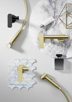 Смеситель с гигиенич.душем R 03.51.03 сатин золотой