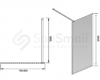 Душевая перегородка Veconi 80 KR-81FR(KR81FR-80-07-C4) 8мм стекло мат.
