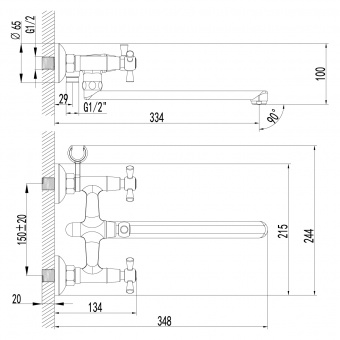 Смеситель д/ванны LM 7451 CONTOUR