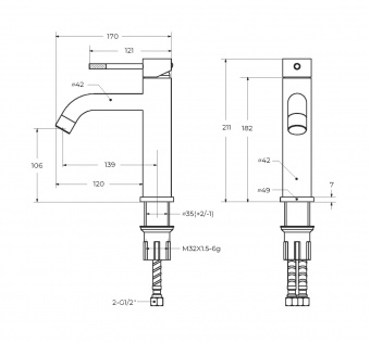 Смеситель д/умыв.Cezares Relax-LS1-GM оруж сталь