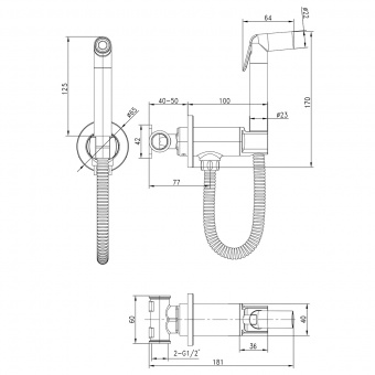 Смеситель с гигиенич.душем LM 7171BL Solo встраив.черн.