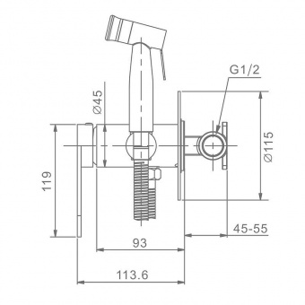 Cмеситель с гигиенич.душем встраив. R10.52.05 сатин