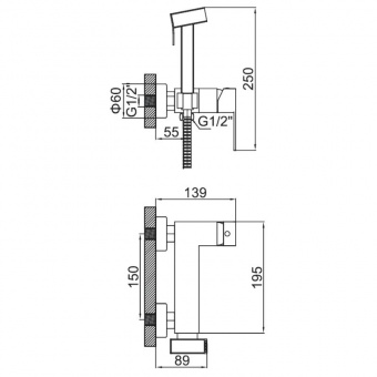 Смеситель с гигиенич.душем L 75225Y золото