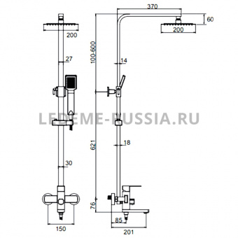 Смеситель с тропич.душем L72433 