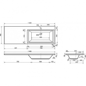 Тумба+раковина Dallas Luxe 1400*482 правая
