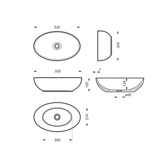 Раковина наклад.Ringo Cut 54