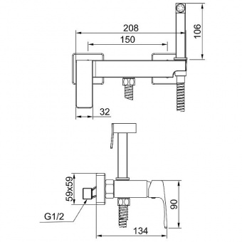 Cмеситель с гигиенич.душем R01.51.03 сатин золот.