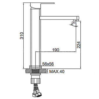 Смеситель д/умывальника L1133 B черный