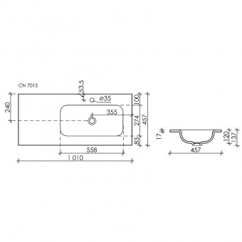 Раковина Element 100см (1010*457*137) арт.CN7015 правый