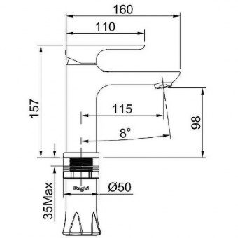 Смеситель д/умывальника R03.10.03 сатин зол.