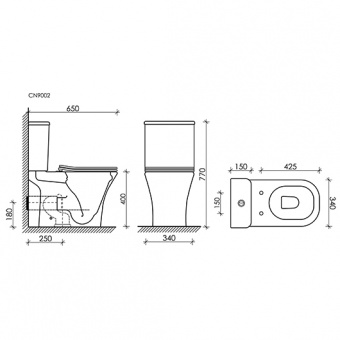 Напольная чаша унитаза Alfa Rimless арт.CN9002-B