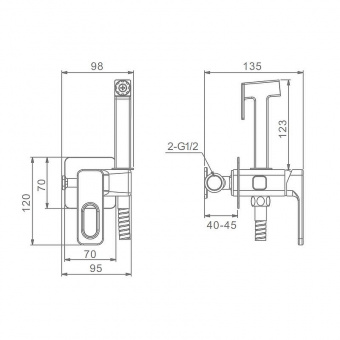 Смеситель с гигиенич.душем R51.52.03 встраив.сатин зол.