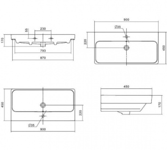 Раковина Адриана 90см.