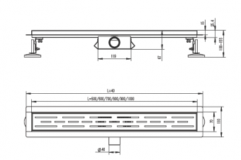 Трап д/душа 50см R650.50.03 сатин золот.Raglo