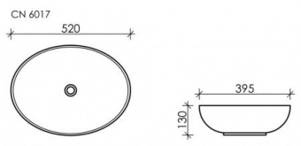 Раковина наклад.Element (520*395*130) арт.CN6017MDH темн.антрац.