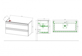Тумба Вега 100 подв.сер.туман AQ77100-LG+рак.AQ4100-00