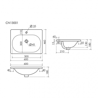 Раковина Sabo 60см (600*460*130) арт.CN13001