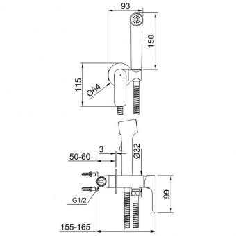 Cмеситель с гигиенич.душем встраив. R03.52.03 сатин золот.
