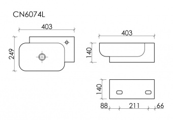 Раковина Element 40см.левая арт.CN6074L