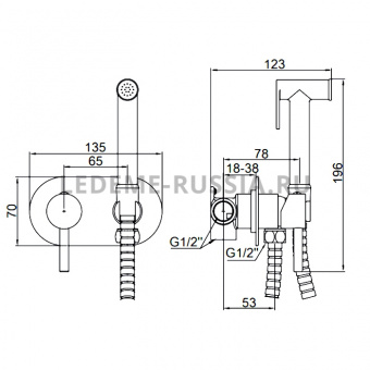 Смеситель с гигиенич.душем встроенный L 5398-5