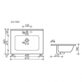 Раковина Element 60см (610*465*180) арт.CN7001MB черн.мат.