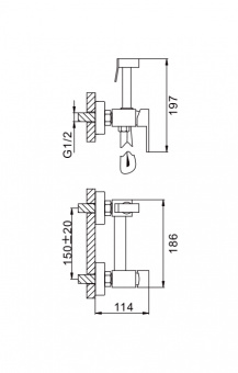 Смеситель с гигиенич.душем S98.51.03 сатин зол.