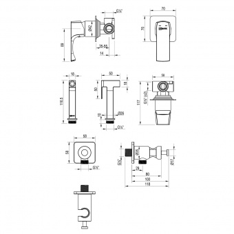Смеситель с гигиенич.душем LM 7219BG Ursus встраив.мат.зол.