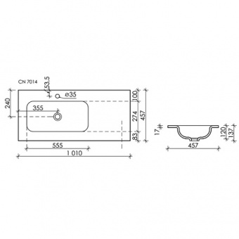 Раковина Element 100см (1010*457*137) арт.CN7014 левый